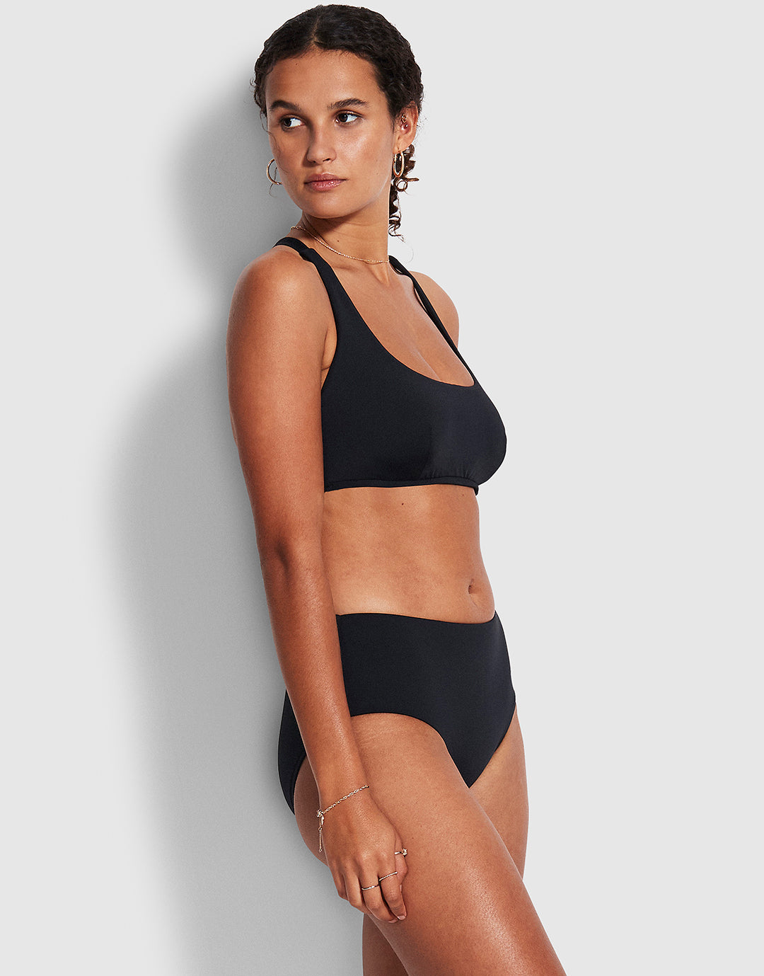 Collective DD Scoop Neck Halter Bikini Top - Black - Simply Beach UK