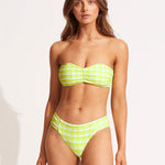 Portofino Ruched Side Retro Bikini Pant - Wild Lime - Simply Beach UK