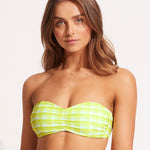 Portofino Ruched Bandeau Bikini Top - Wild Lime - Simply Beach UK