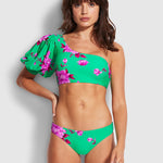 Full Bloom One Shoulder Bikini Top - Jade - Simply Beach UK