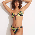 Lemoncello Drawstring Bralette Bikini Top - Black - Simply Beach UK