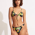 Lemoncello Drawstring Bralette Bikini Top - Black - Simply Beach UK