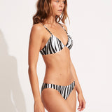Zahara Drawstring Bralette Bikini Top - Black and White - Simply Beach UK