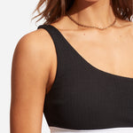 Slice of Splice One Shoulder Bikini Top - Black and White - Simply Beach UK
