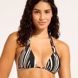 Coastline Multi Fit Longline Tri Bikini Top - Black - Simply Beach UK