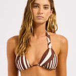 Seafolly Coastline Multi Fit Longline Tri Bikini Top - Cocoa - Simply Beach UK