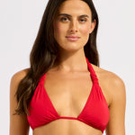 Collective Multi Fit Longline Tri Bikini Top - Cosmo Red - Simply Beach UK