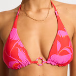 Birds of Paradise Reversible Longline Tri Bikini Top - Chilli Red - Simply Beach UK