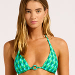 Sorrento Reversible Longline Slide Tri Bikini Top - Vivid Green - Simply Beach UK