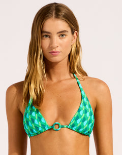 Sorrento Reversible Longline Slide Tri Bikini Top - Vivid Green - Simply Beach UK