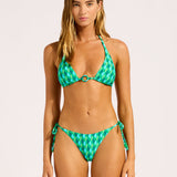 Sorrento Reversible Longline Slide Tri Bikini Top - Vivid Green - Simply Beach UK