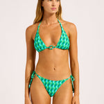 Sorrento Reversible Longline Slide Tri Bikini Top - Vivid Green - Simply Beach UK