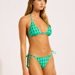 Sorrento Reversible Longline Slide Tri Bikini Top - Vivid Green - Simply Beach UK