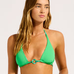 Sorrento Reversible Longline Slide Tri Bikini Top - Vivid Green - Simply Beach UK