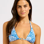 C Shells Reversible Longline Slide Tri Bikini Top - Sapphire - Simply Beach UK