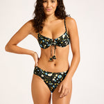 Modern Romance Ruched Side Retro Bikini Pant - Black - Simply Beach UK