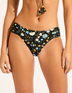 Modern Romance Ruched Side Retro Bikini Pant - Black - Simply Beach UK