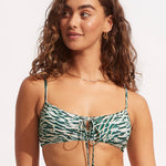 Wild at Heart Drawstring Bralette Bikini Top - Evergreen - Simply Beach UK