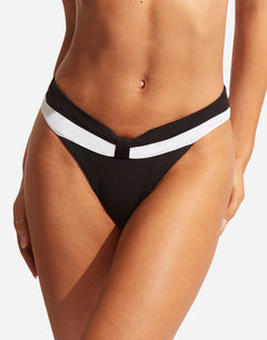 Slice of Splice Banded Bikini Pant - Black and White - Simply Beach UK