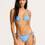 Ciao Bella Check Brazilian Tie Side Bikini Pant - Azure - Simply Beach UK