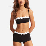 Gia Ric Rac Boyleg Bikini Pant - Black - Simply Beach UK