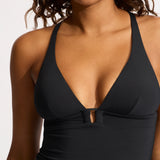 Collective Trim Front Tankini Top - Black - Simply Beach UK