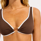 Beach Bound Ring Front Tank Bikini Top - Dark Chocolate - Simply Beach UK
