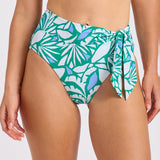 Retro Reef Tie Front High Waisted Bikini Pant - Kelly Green
