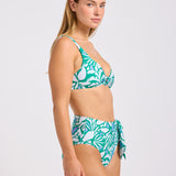 Retro Reef Tie Front High Waisted Bikini Pant - Kelly Green