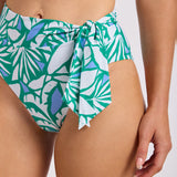 Retro Reef Tie Front High Waisted Bikini Pant - Kelly Green