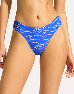 Set Sail High Leg Ruched Side Bikini Pant - Azure - Simply Beach UK