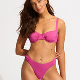 Collective High Leg Ruched Side Bikini Pant - Hot Pink - Simply Beach UK