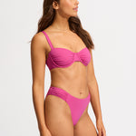 Collective Ruched Underwired Bikini Top - Hot Pink - Simply Beach UK