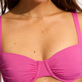 Collective Ruched Underwired Bikini Top - Hot Pink - Simply Beach UK