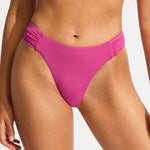 Collective High Leg Ruched Side Bikini Pant - Hot Pink - Simply Beach UK