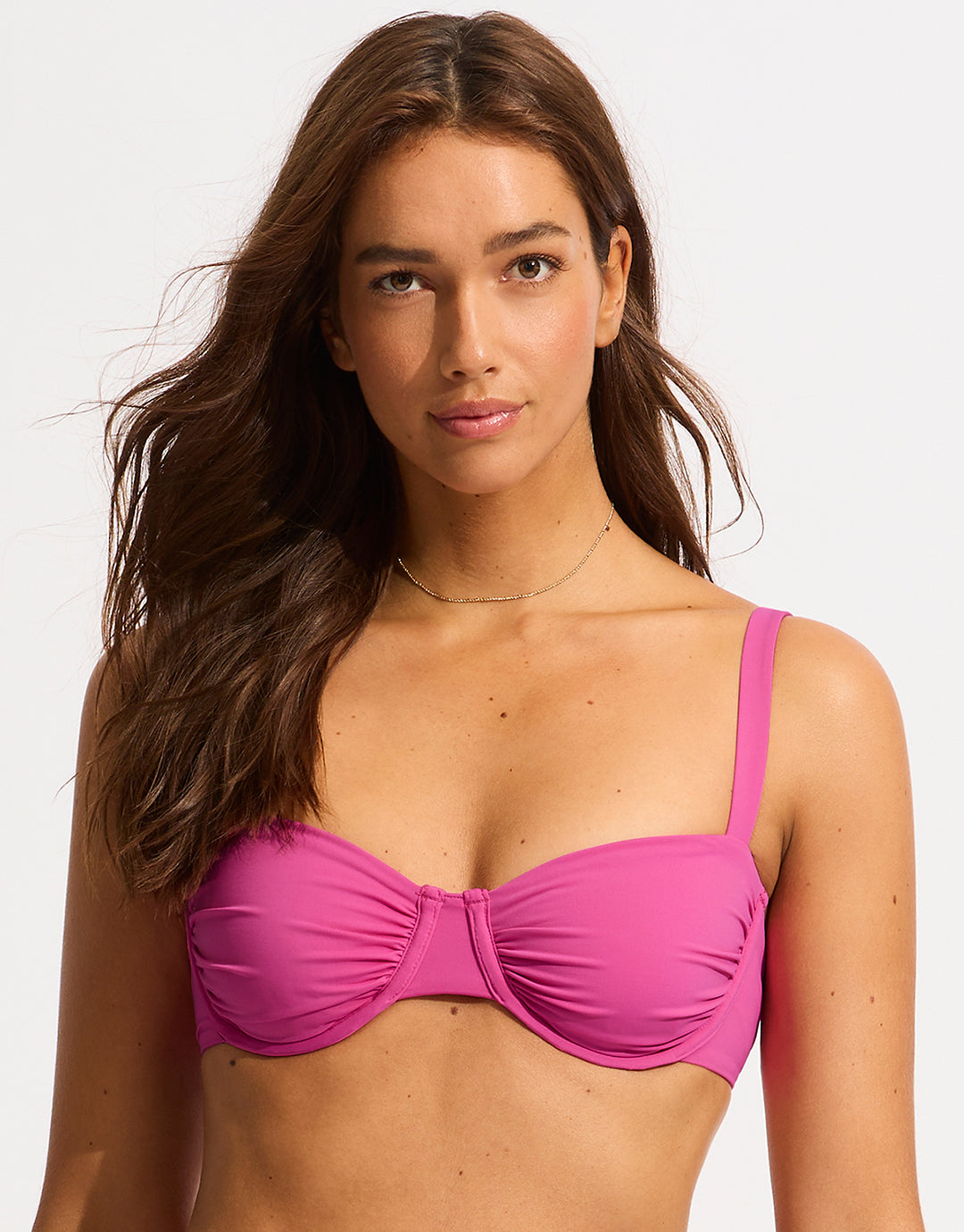 Collective Ruched Underwired Bikini Top - Hot Pink - Simply Beach UK