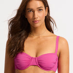 Collective Ruched Underwired Bikini Top - Hot Pink - Simply Beach UK