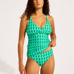 Sorrento Multi Fit Wrap Front Tankini Top - Vivid Green - Simply Beach UK