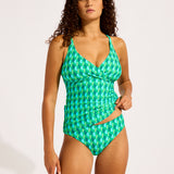 Sorrento Multi Fit Wrap Front Tankini Top - Vivid Green - Simply Beach UK