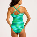 Sorrento Multi Fit Wrap Front Tankini Top - Vivid Green - Simply Beach UK
