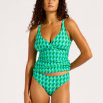 Sorrento Multi Fit Wrap Front Tankini Top - Vivid Green - Simply Beach UK