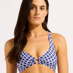 Seafolly Marseille Multi Fit Longline Tri Bra Bikini Top - Blue Indigo - Simply Beach UK