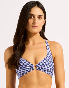 Seafolly Marseille Multi Fit Longline Tri Bra Bikini Top - Blue Indigo - Simply Beach UK