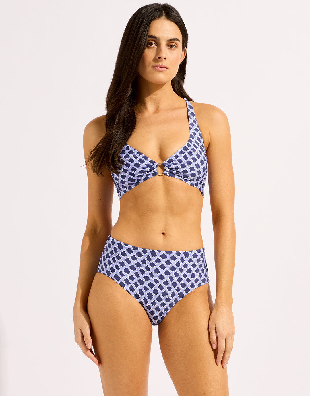 Seafolly Marseille Multi Fit Longline Tri Bra Bikini Top - Blue Indigo - Simply Beach UK