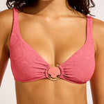 Luna Ring Front Tank Bikini Top - Sunset Coral - Simply Beach UK
