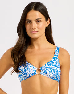C Shells Ring Front Tank Bikini Top - Sapphire - Simply Beach UK