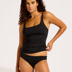 Collective Square Neck Tankini Top - Black - Simply Beach UK