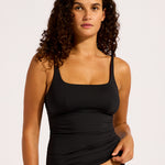 Collective Square Neck Tankini Top - Black - Simply Beach UK