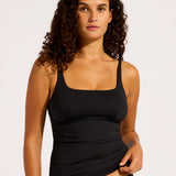Collective Square Neck Tankini Top - Black - Simply Beach UK