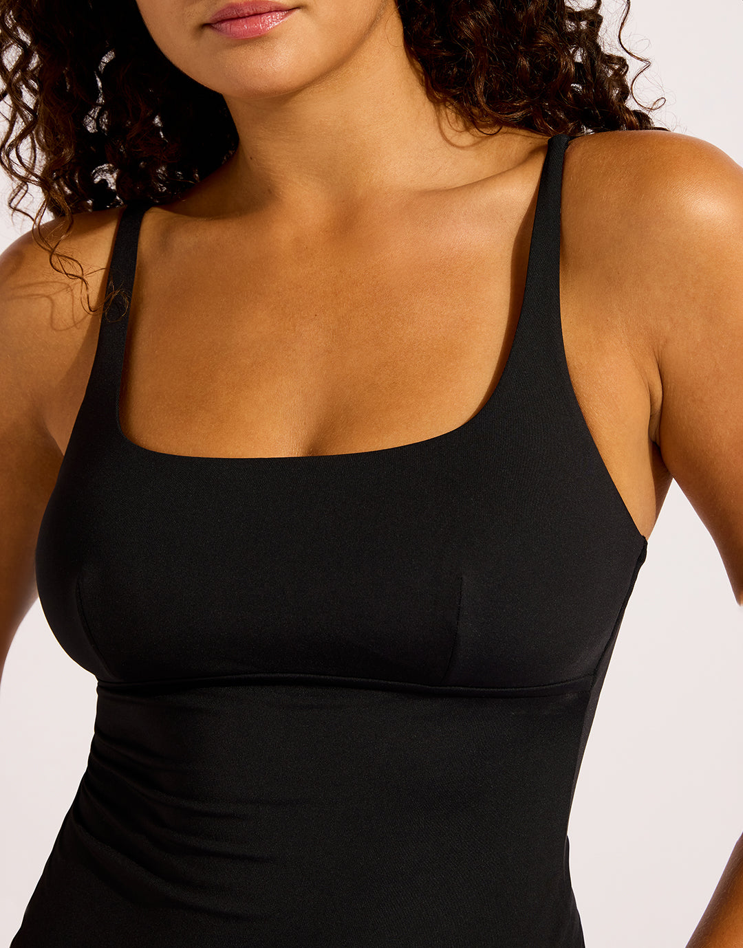 Collective Square Neck Tankini Top - Black - Simply Beach UK